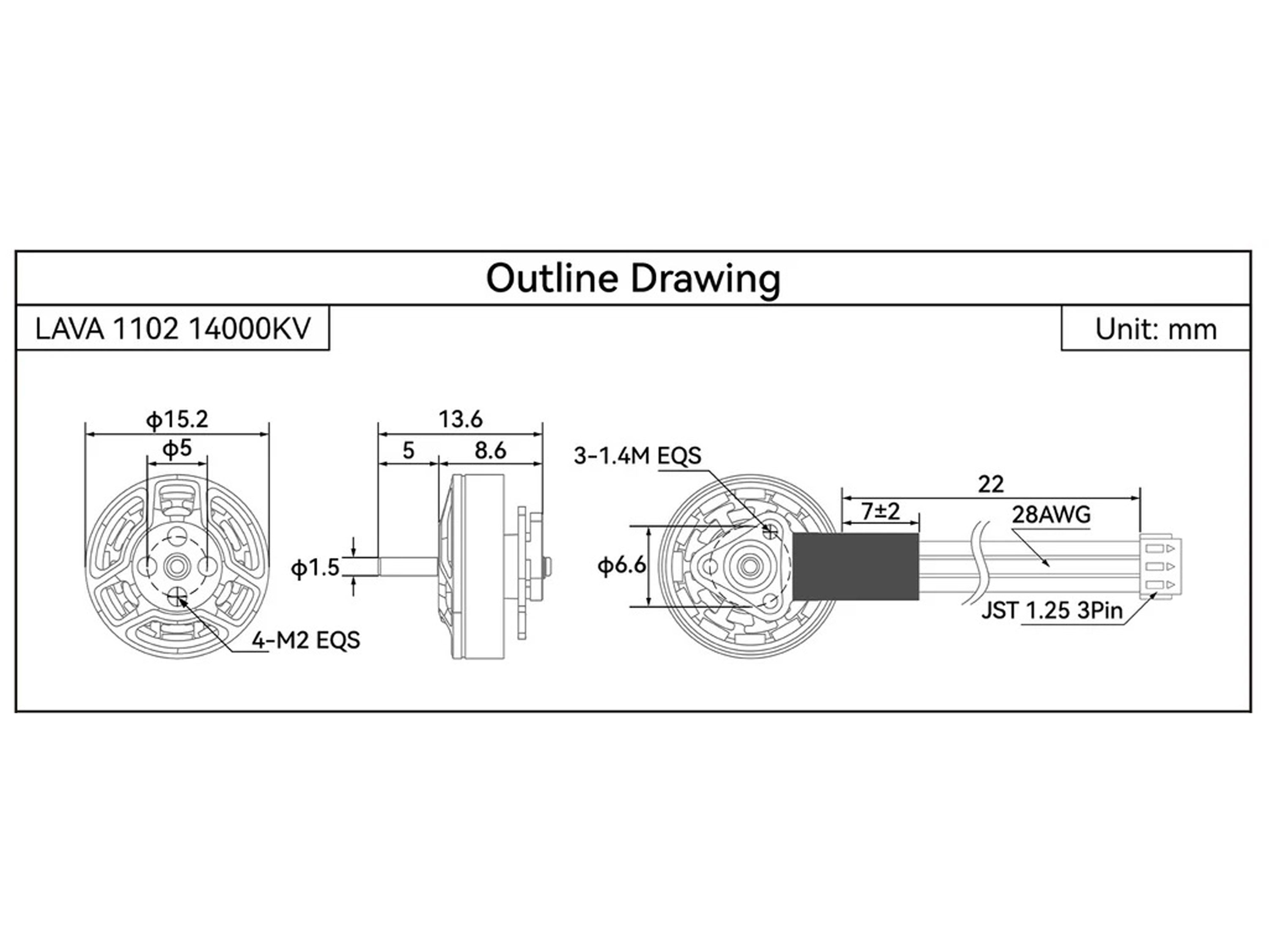 Двигун безколекторний BetaFPV LAVA 1102-14000kv (дріт 22мм) (світлина #5)