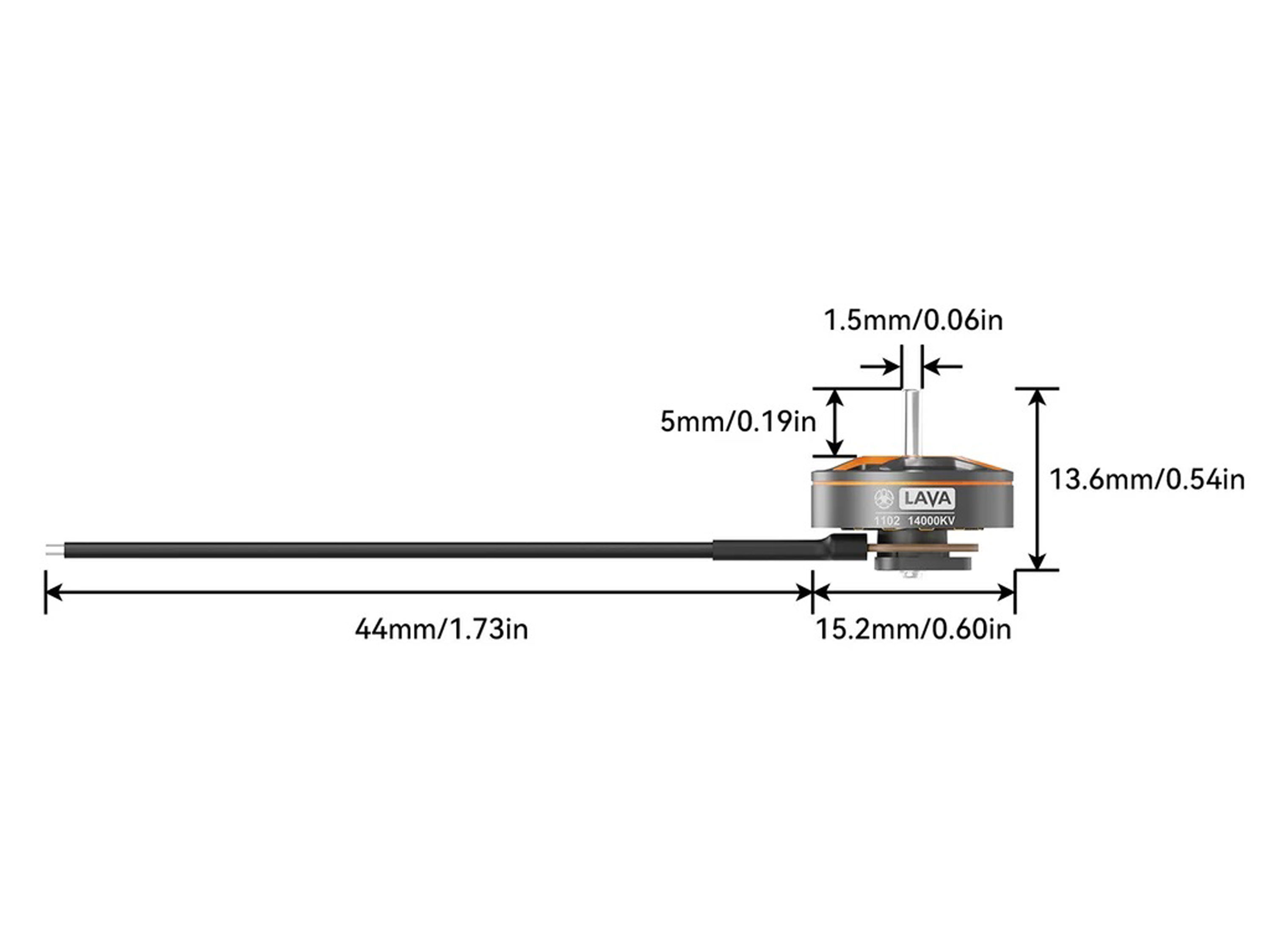Двигун безколекторний BetaFPV LAVA 1102-14000kv (дріт 44мм) (світлина #3)