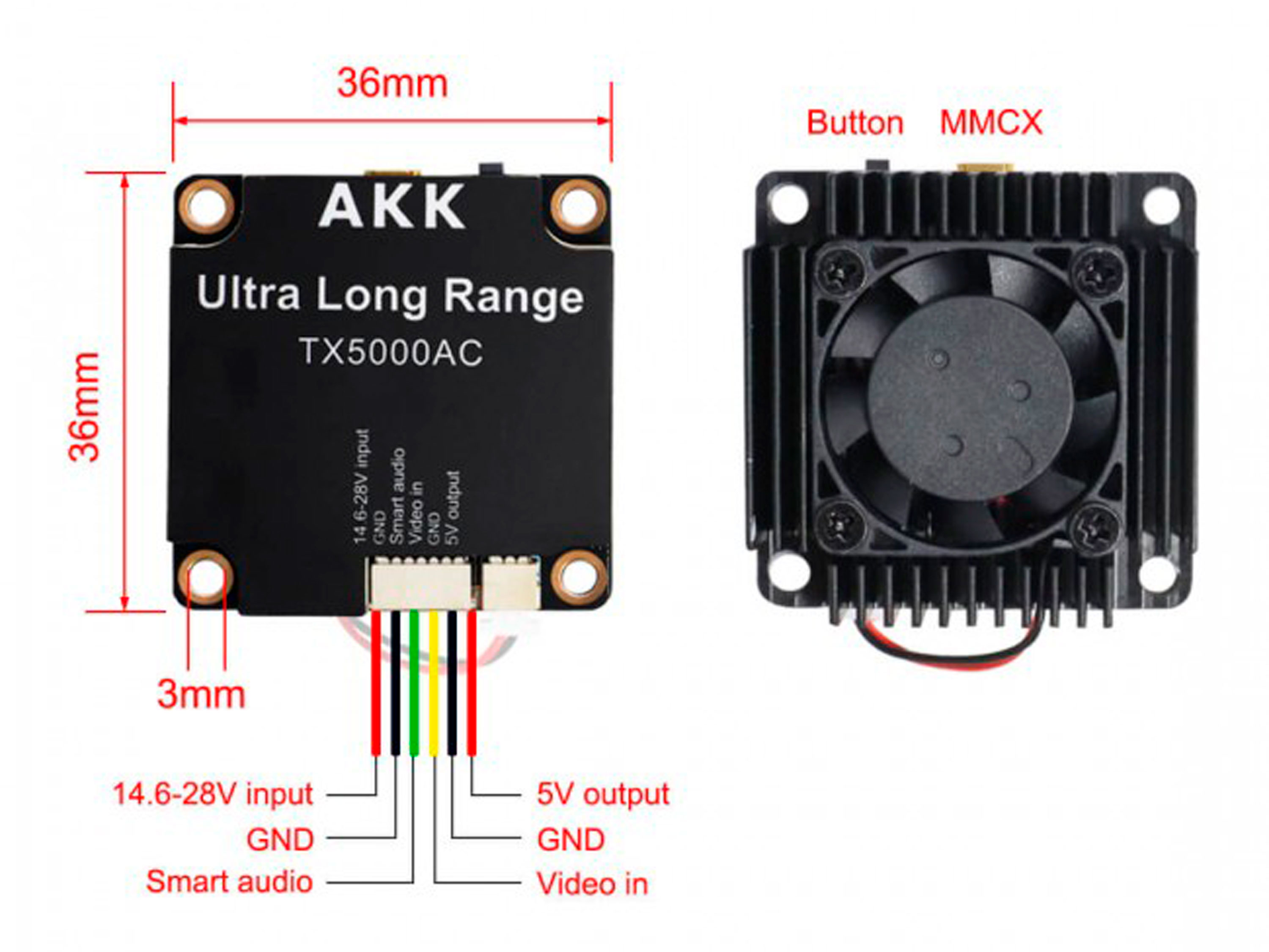 Відеопередавач AKK Ultra Long Range 4.9-6.0GHz 5W (96Ch) (світлина #5)